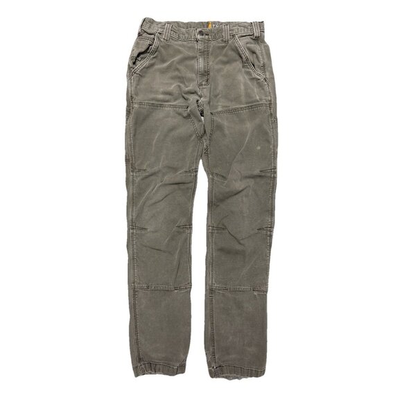 Carhartt Pants Mens 32x36 (30x32.5) Moss Green Canvas Double Knee Relaxed Fit - Picture 1 of 16
